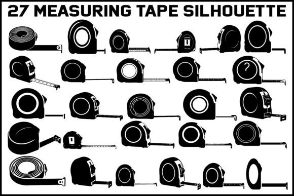 27 Measuring Tape Silhouette Icons Bundl: Precision, Versatility, and Design Efficiency in One Download