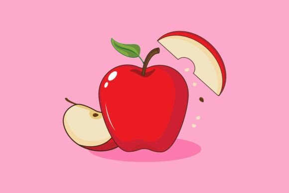 Apple and Slice Vector Set