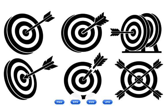 Archery Target Icons Set: Bold, Versatile Bullseye Graphics for Clear Visual Communication