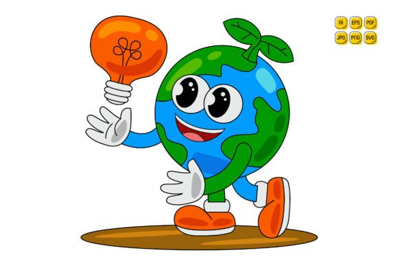 Cartoon Earth Character Vector Art 12