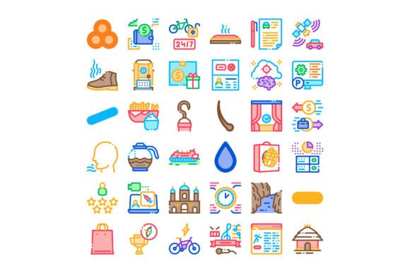 Colorful Business Service Icons Collecti