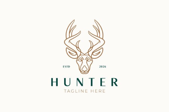 Linear Abstract Reindeer Head Icon Logo
