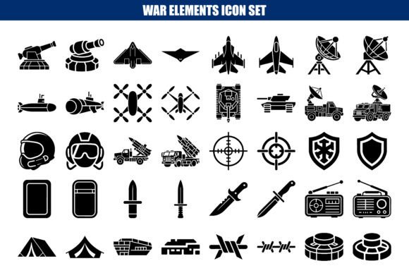 Military War Elements Icon Set