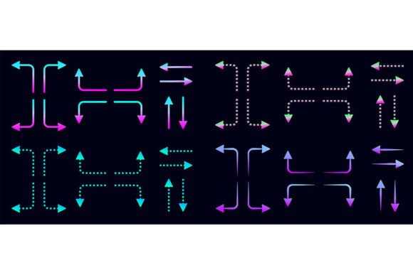 Neon Dotted and Line Arrow Set