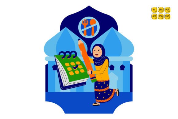 Ramadan Calendar with Woman Pencil: A Versatile Visual Resource for Meaningful Design