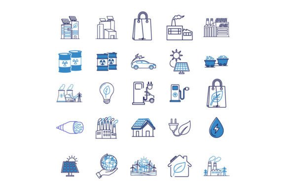Renewable Energy & Sustainability Line Icons
