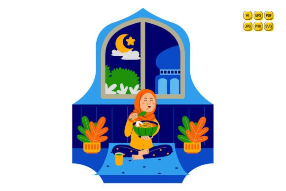 Woman Muslim Eating Noodles at Night: A Versatile Visual Resource for Inclusive, Culturally Aware Design
