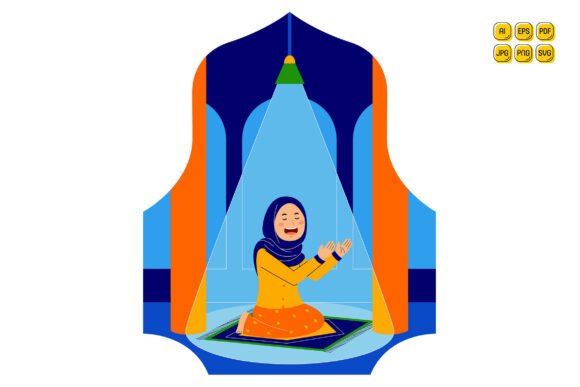 Woman Praying in a Mosque: A Versatile Vector Resource for Designers and Communicators
